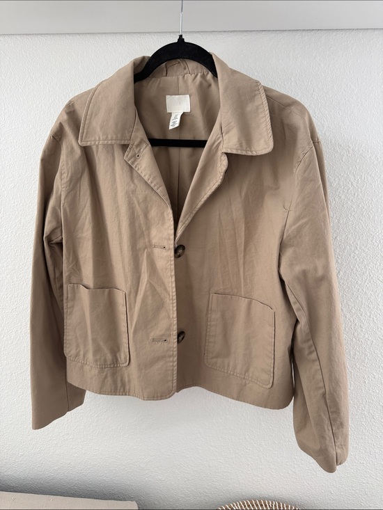 H&M Jackets & Blazers - H&M Classic Women's Khaki cottage Button-Front Jacket